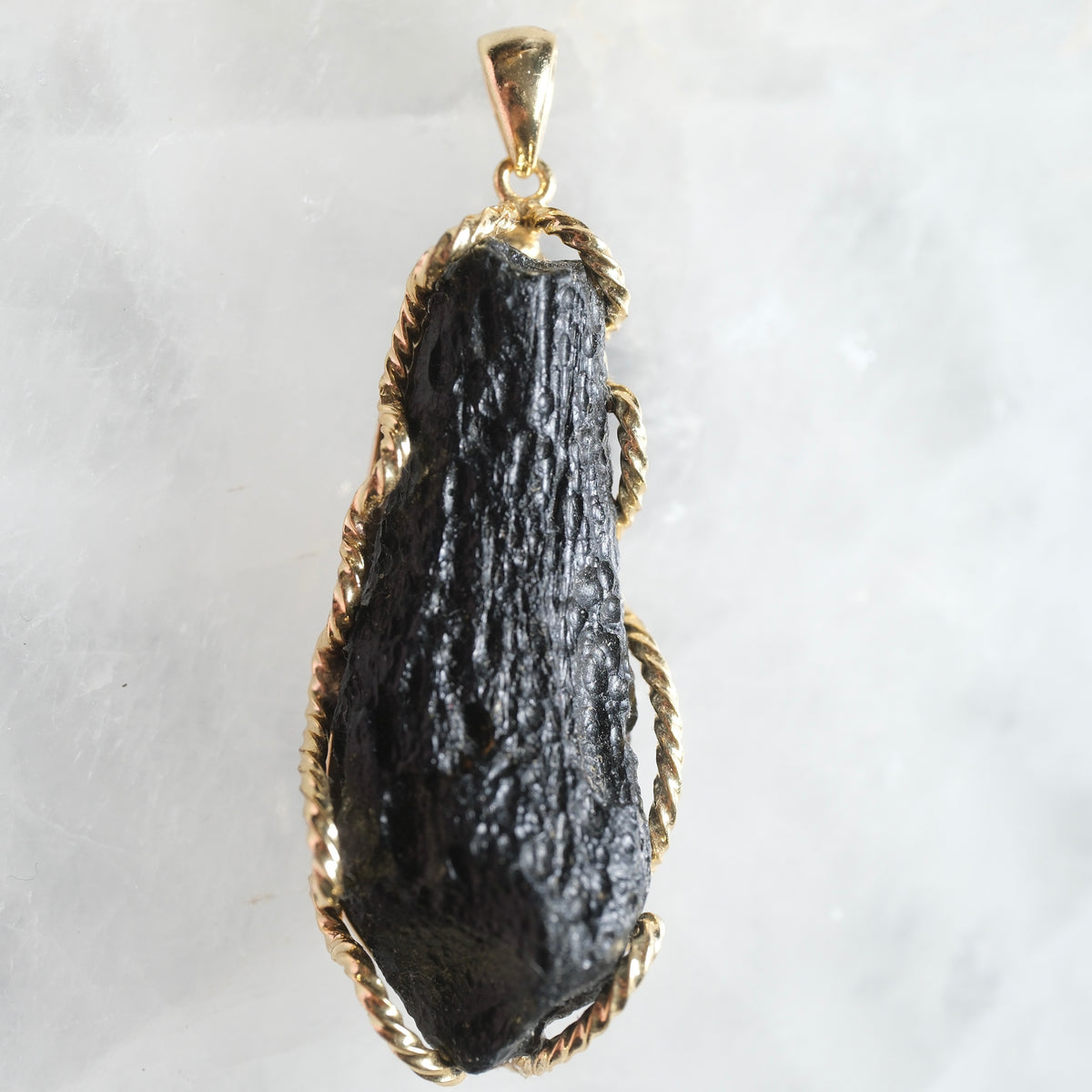 Raw Cintamani Stone Large Gold Necklace
