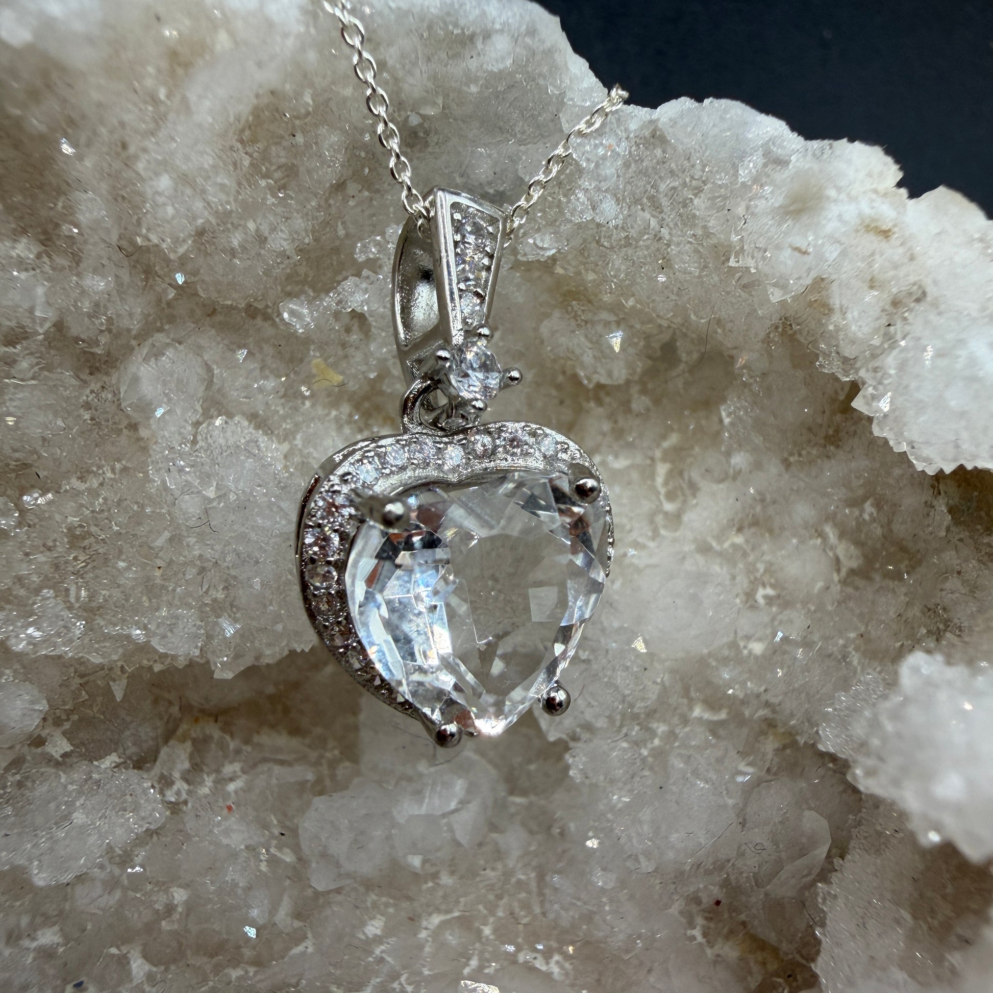 Clear Quartz Heart S925 Necklace