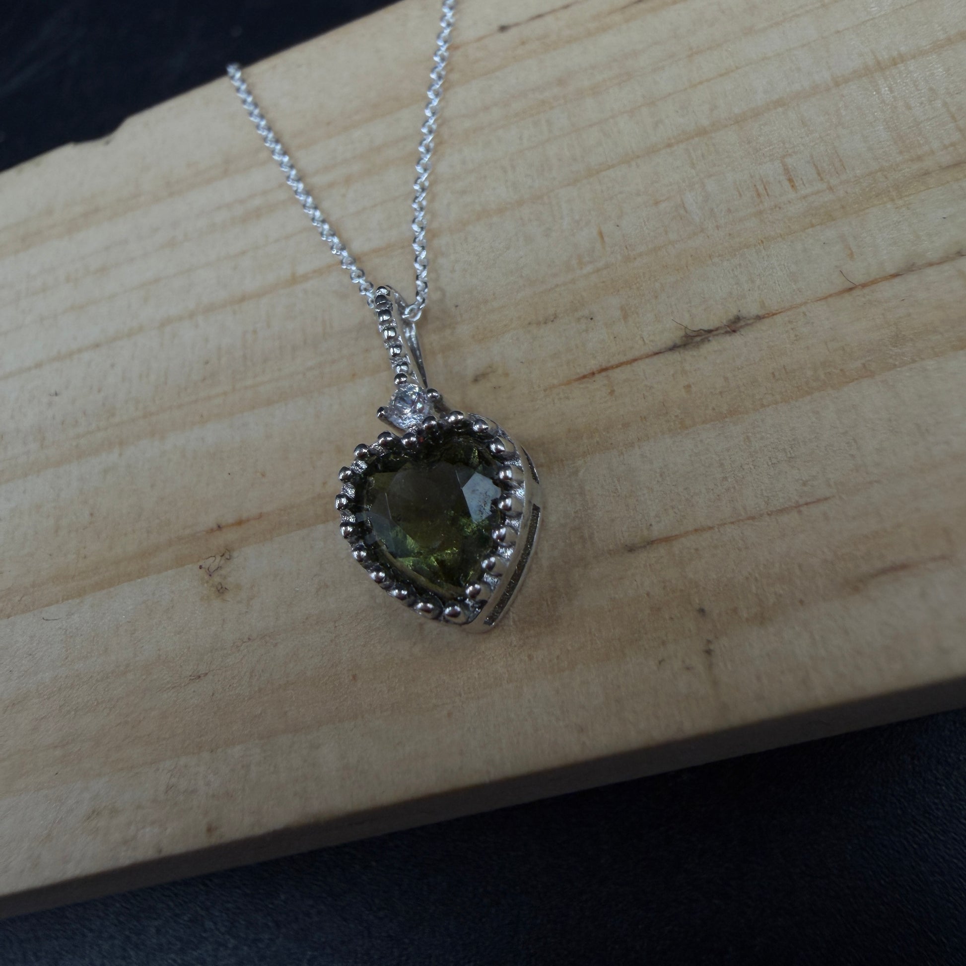 Moldavite Heart S925 Certified Necklace