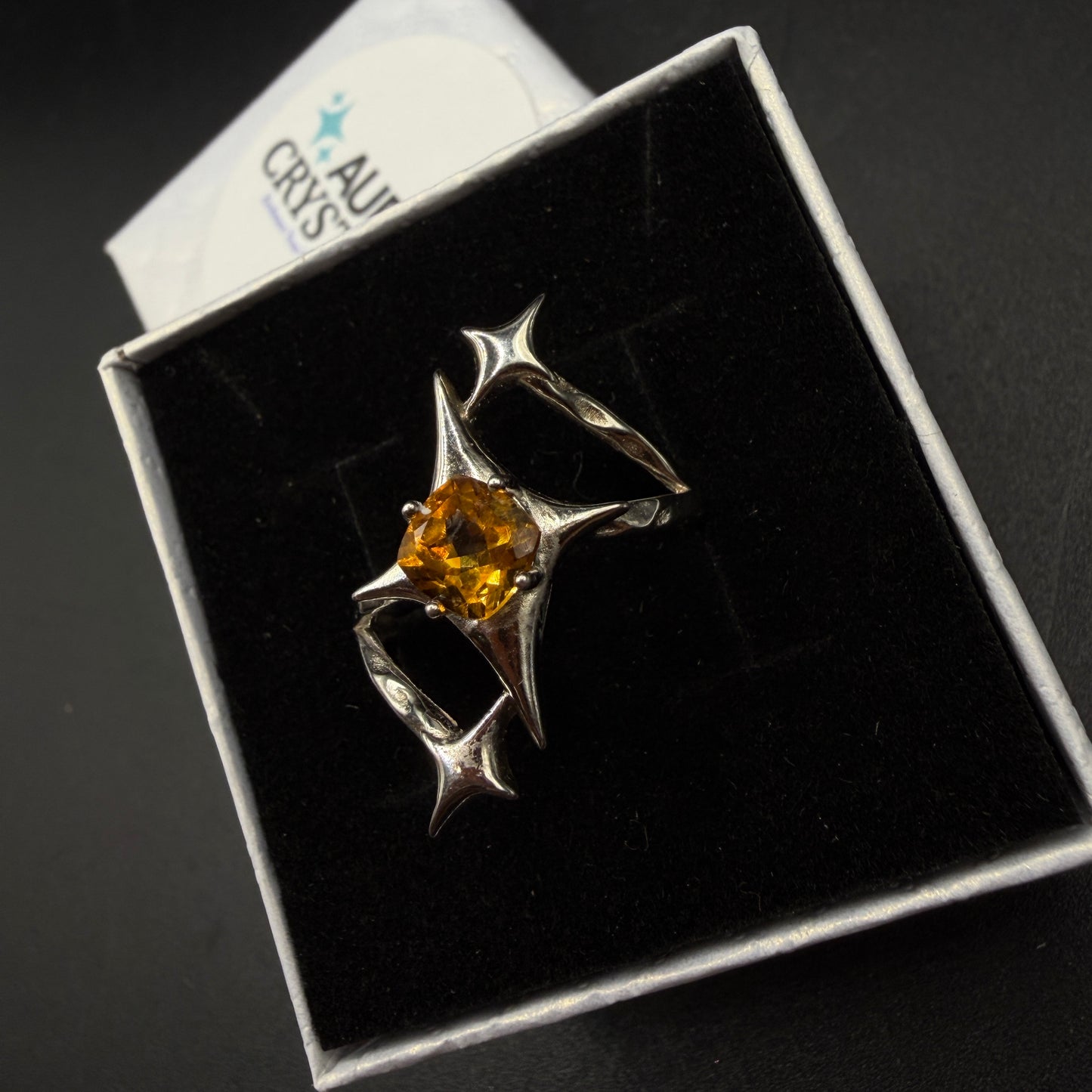 Citrine Star S925 Certified Adjustable Ring