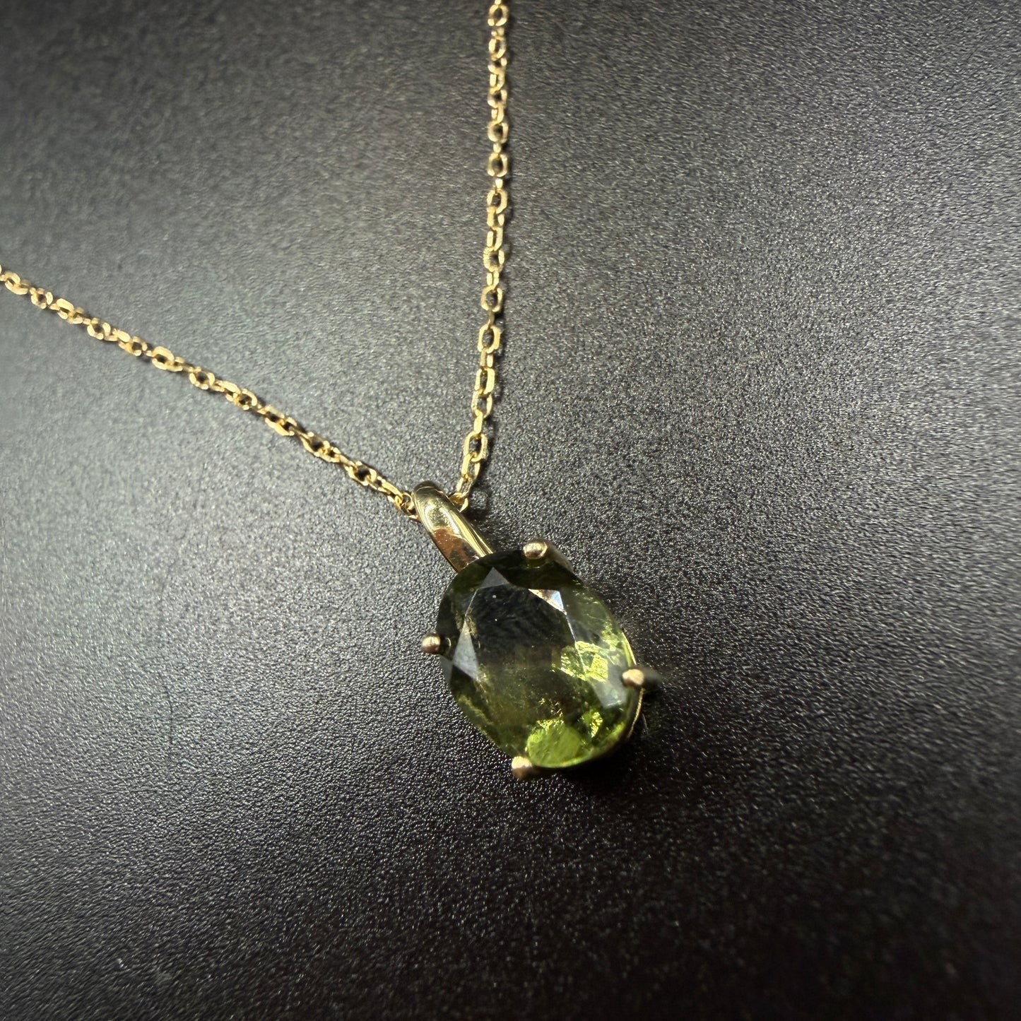 9ct Gold Moldavite Certified Necklace