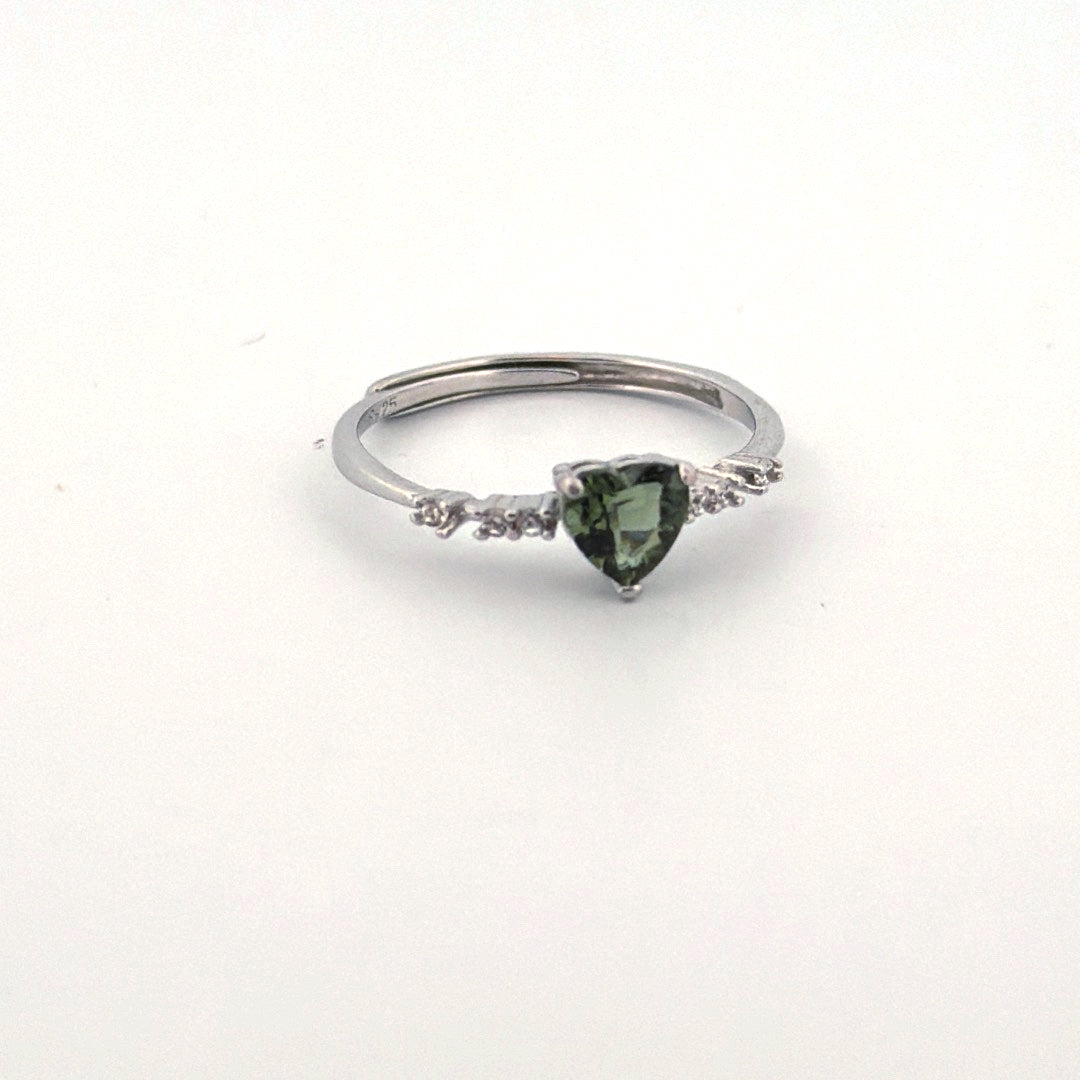 Moldavite S925 Adjustable Certified Ring