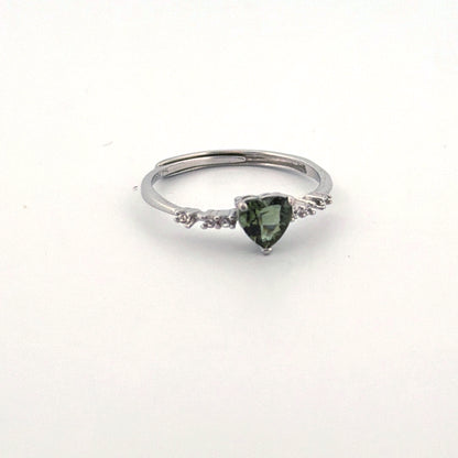 Moldavite S925 Adjustable Certified Ring