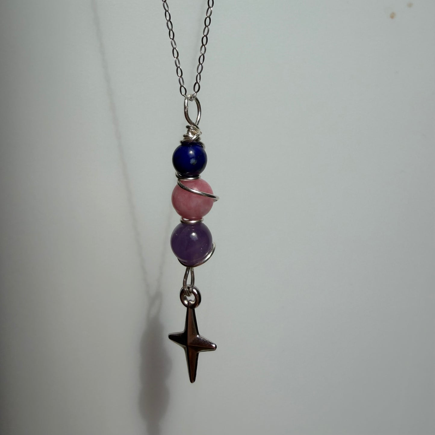 Authentic Self Lapis Lazuli Rhodonite and Amethyst Handmade Necklace