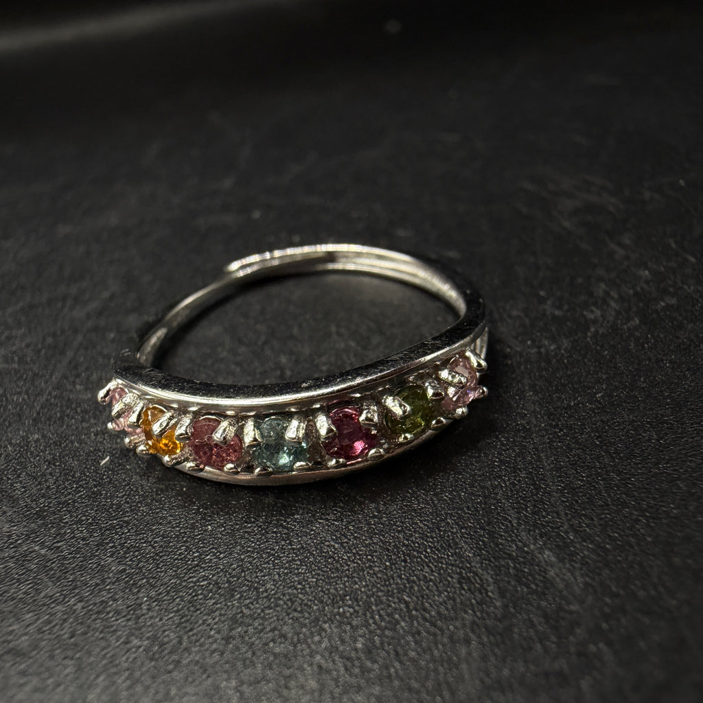 Rainbow Tourmaline S925 Adjustable Ring