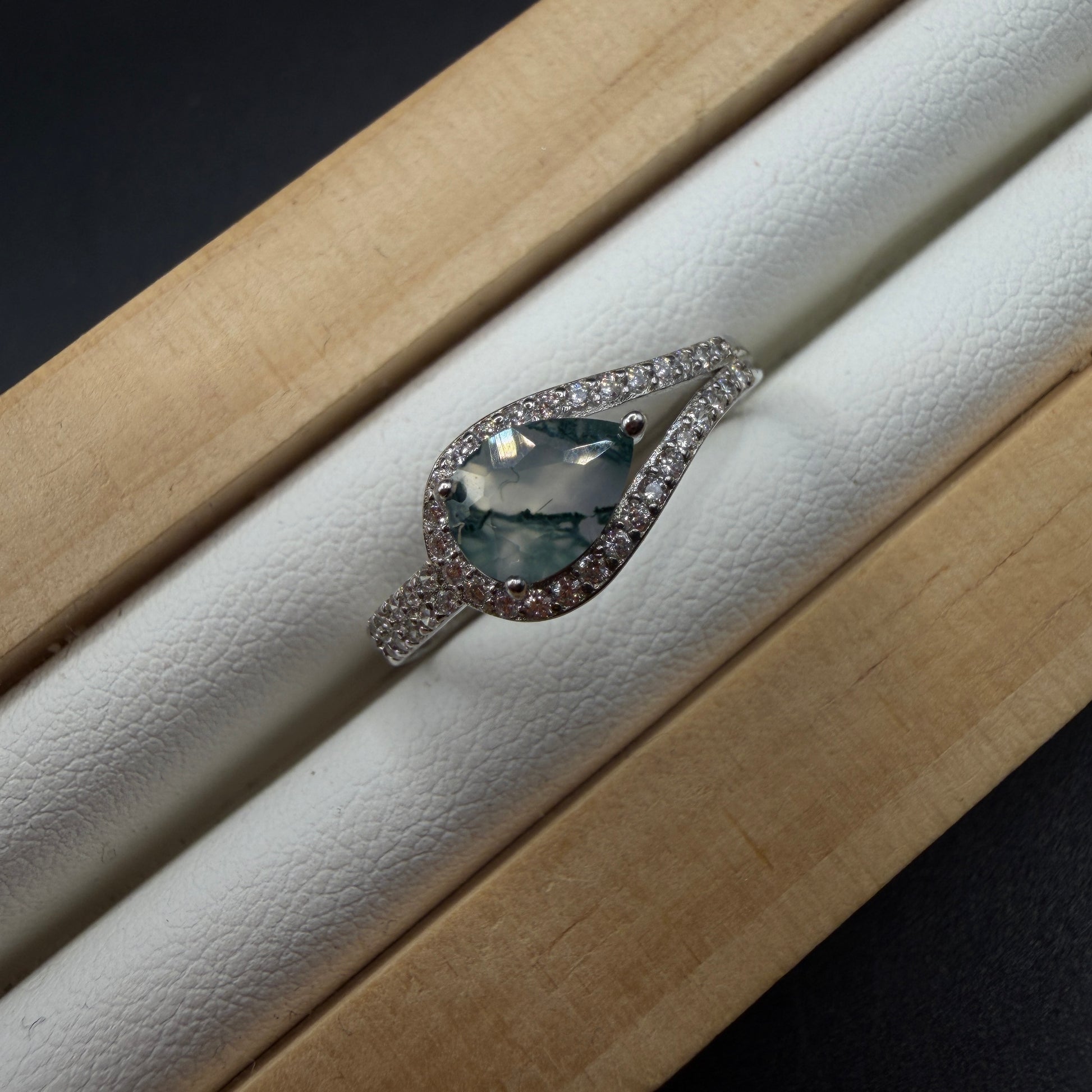 Moss Agate S925 Adjustable Ring