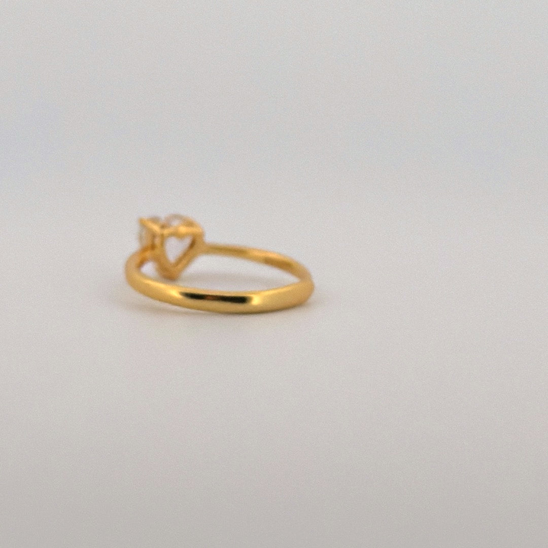 Clear Quartz Heart Gold S925 Adjustable Ring