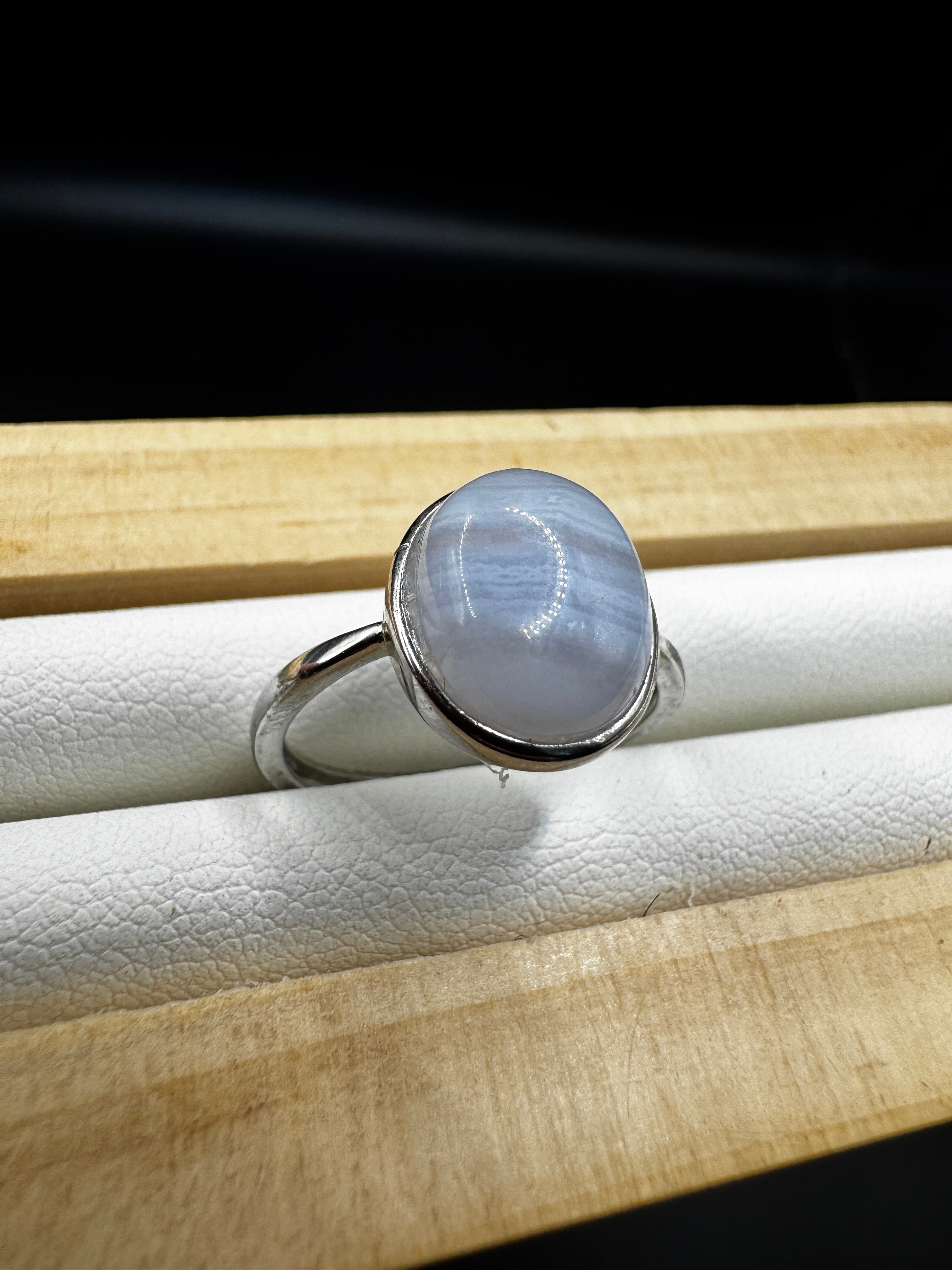 Blue Lace Agate S925 Adjustable Ring