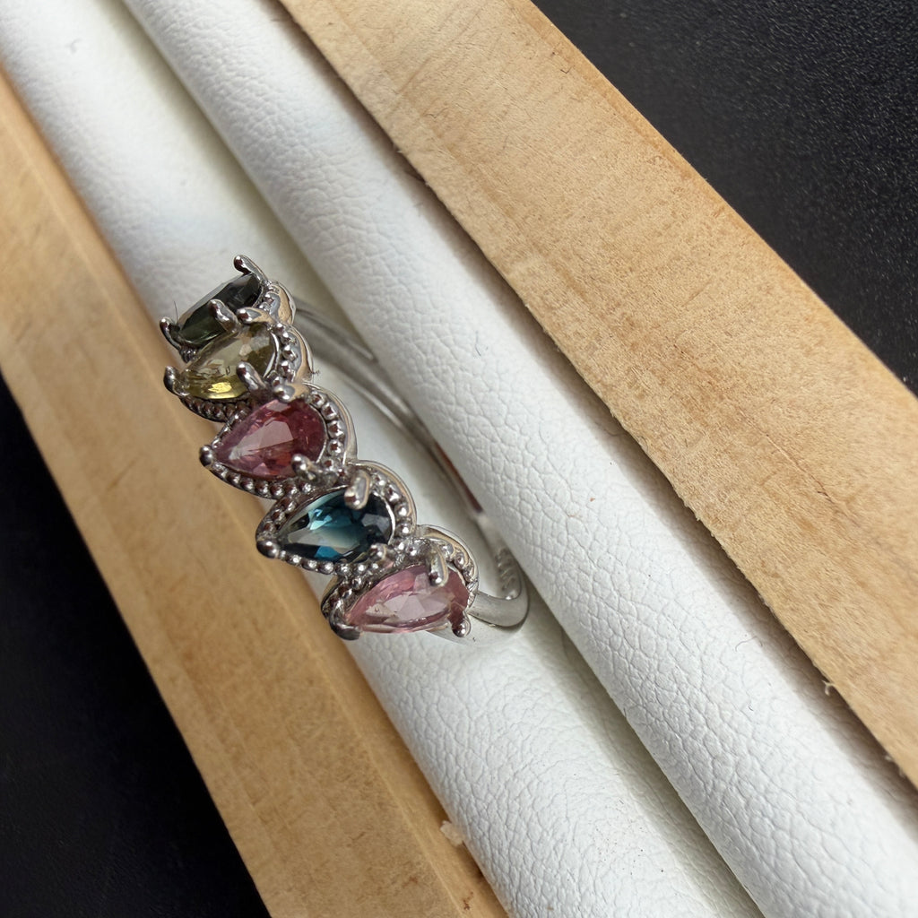 Rainbow Tourmaline S925 Adjustable Ring