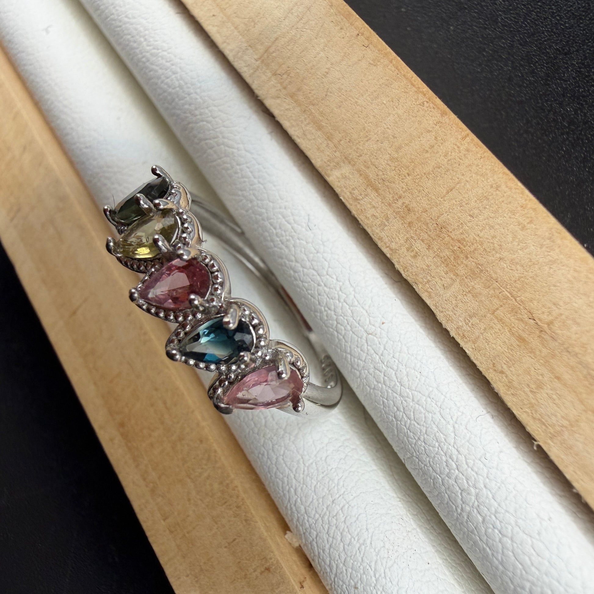 Rainbow Tourmaline S925 Adjustable Ring