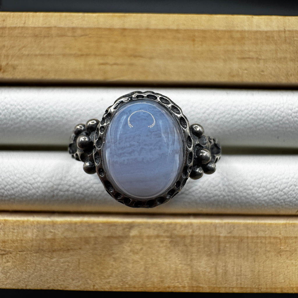 Blue Lace Agate Adjustable S925 Ring