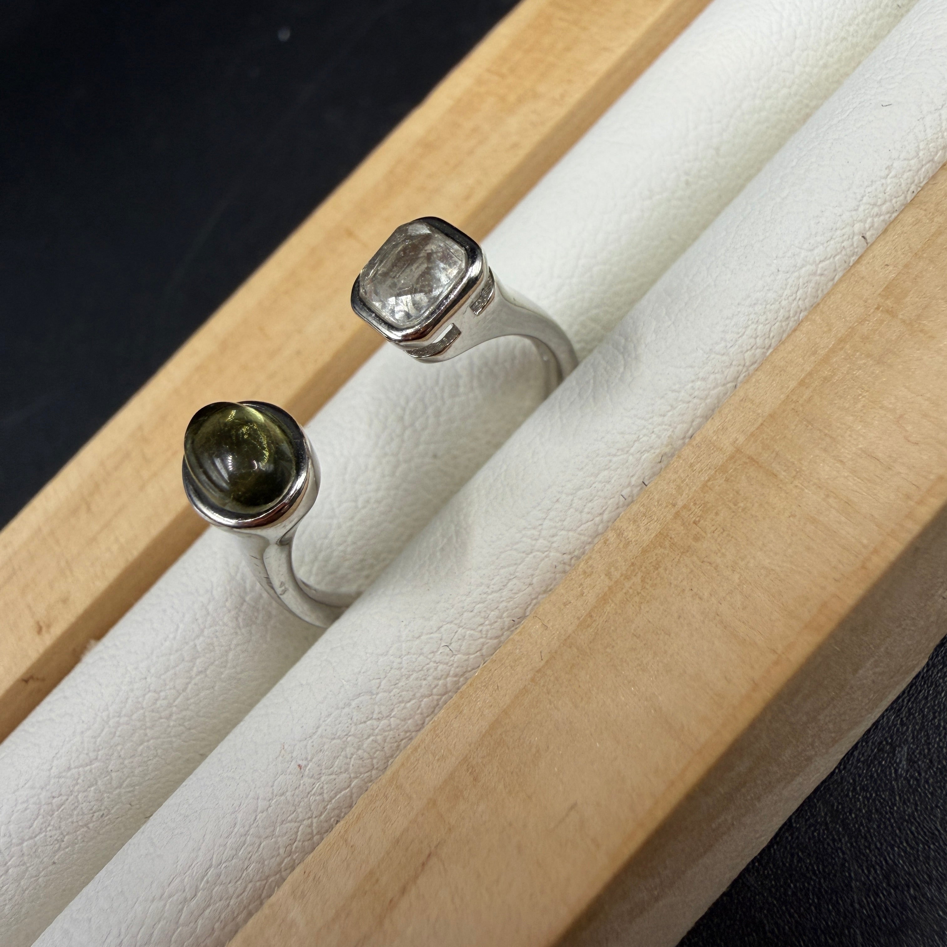 Libyan Desert Glass and Moldavite S925 Certified Ring