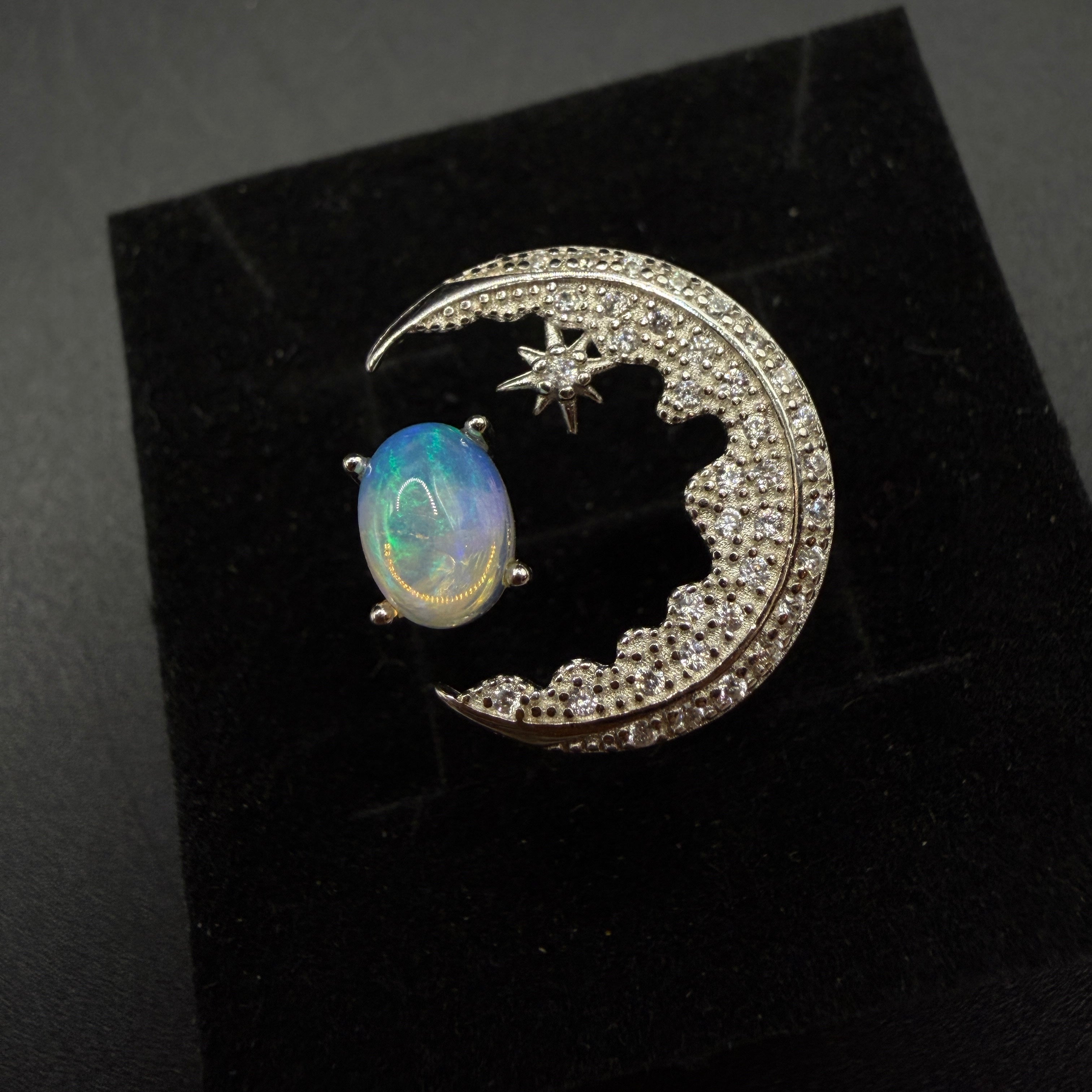 Opal Moon S925 Certified Adjustable Ring