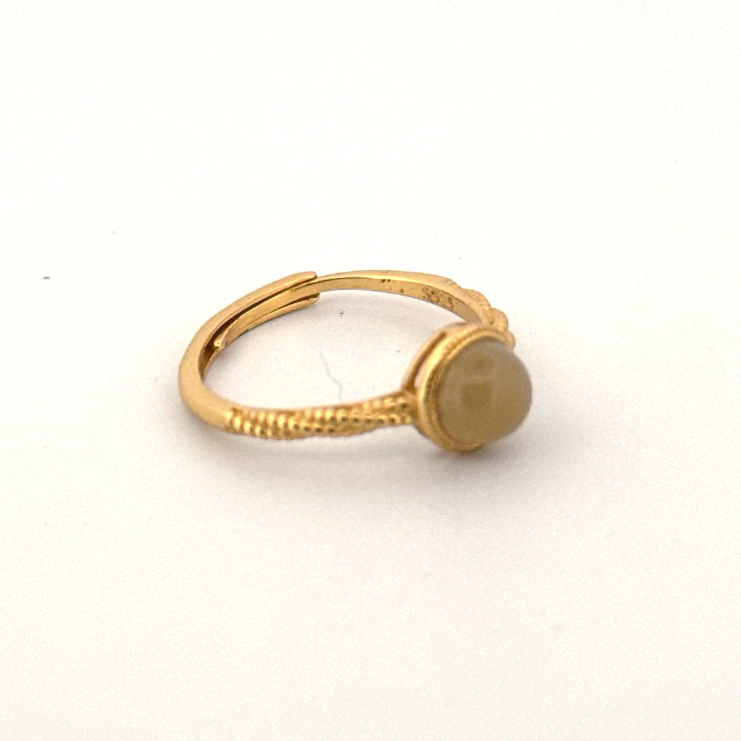 Lemon Calcite S925 Gold Adjustable Ring