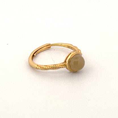 Lemon Calcite S925 Gold Adjustable Ring