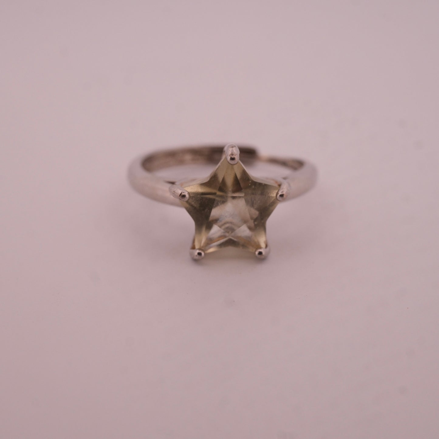 Libyan Desert Glass Star S925 Adjustable Certified Ring