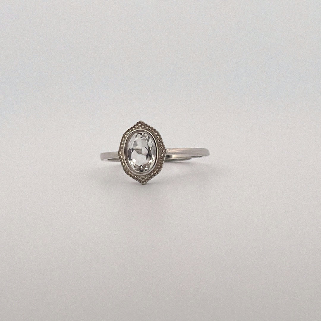 Clear Quartz S925 Adjustable Ring