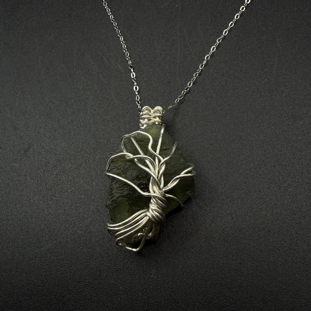 Moldavite Tree Of Life S925 Handmade Necklace