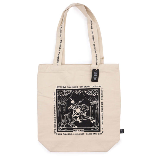 "I am Brave" Knight of Swords Card Tarot Tote Bag