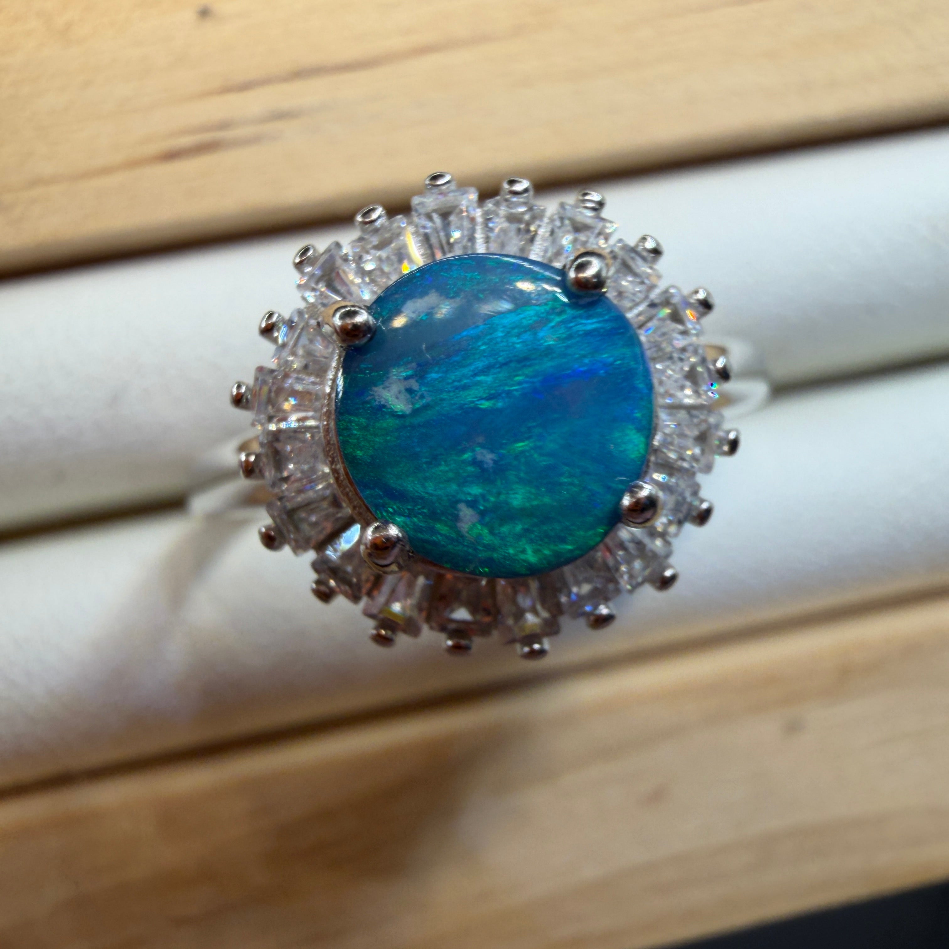 Australian Opal S925 Adjustable Ring