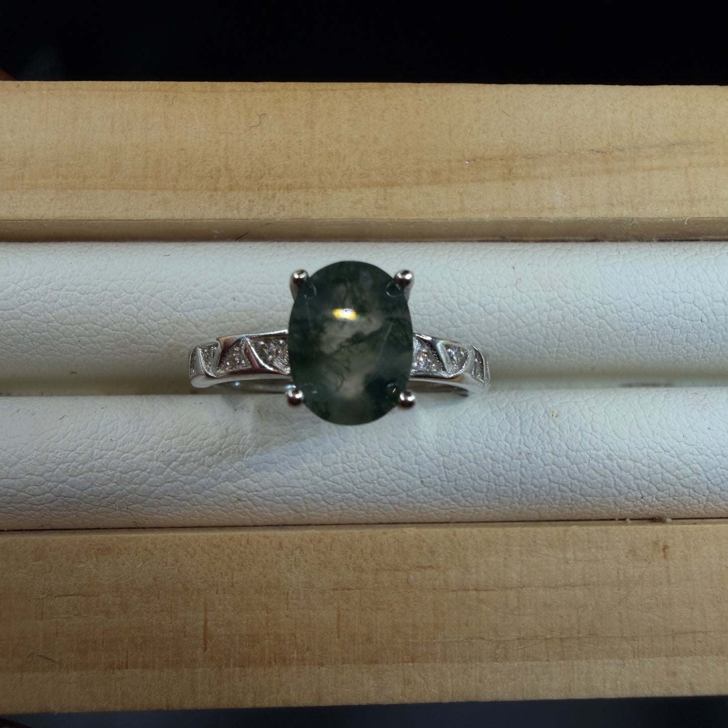 Moss Agate S925 Adjustable Ring