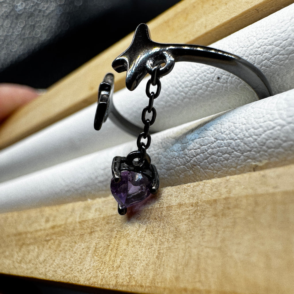 Amethyst Drop Star S925 Halloween Ring