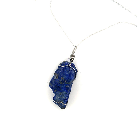 Raw Lapis Lazuli Handmade Necklace on S925 Chain