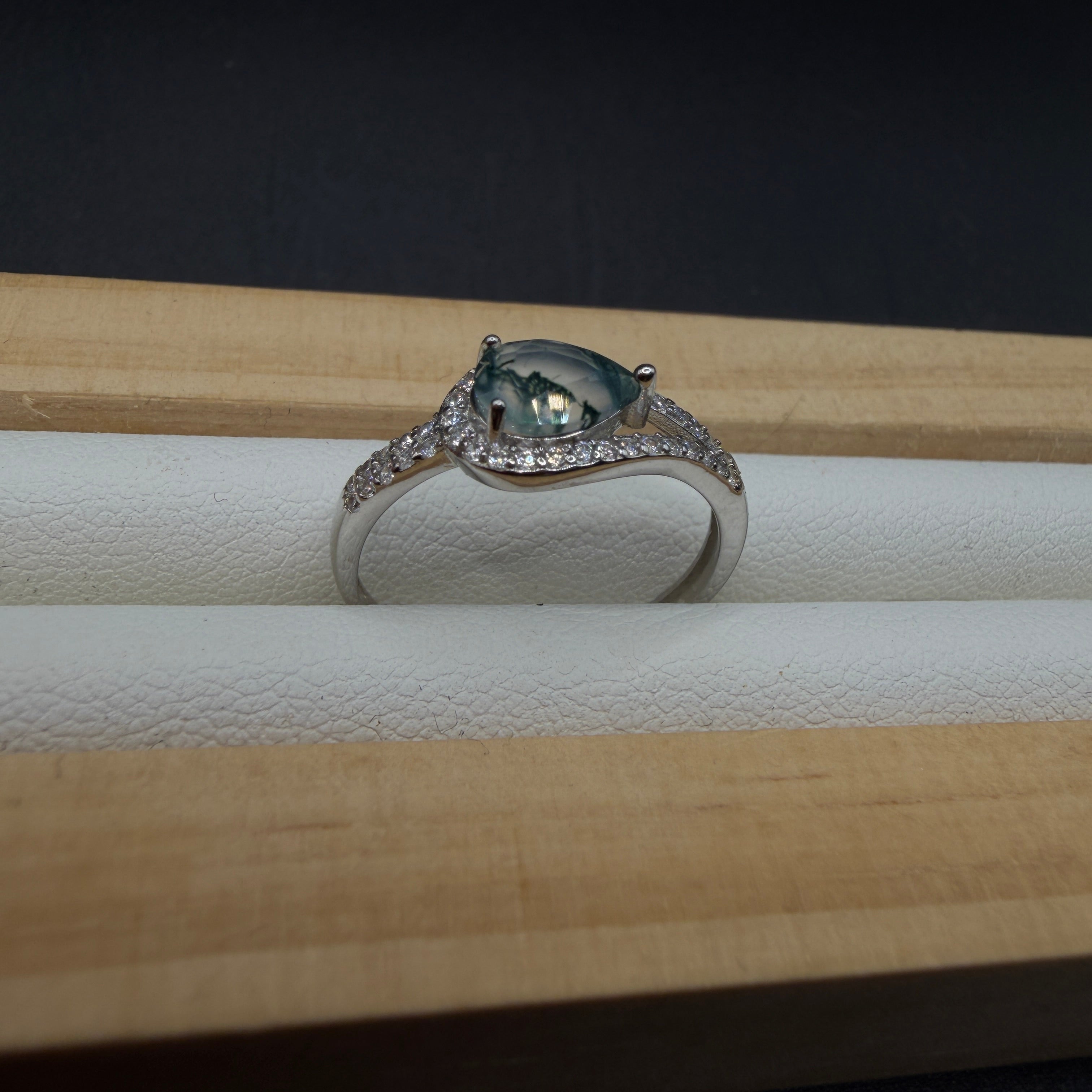 Moss Agate S925 Adjustable Ring