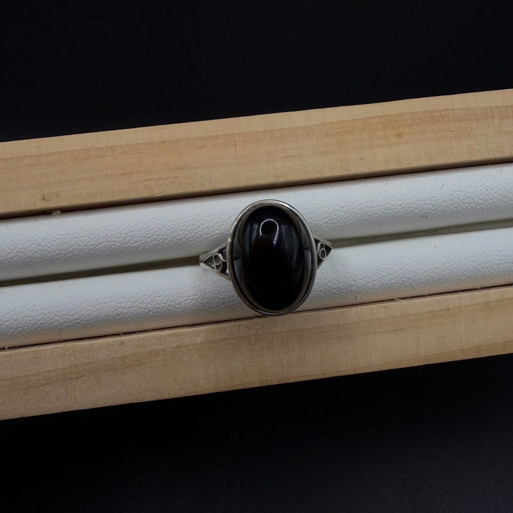 Black Agate S925 Adjustable Ring
