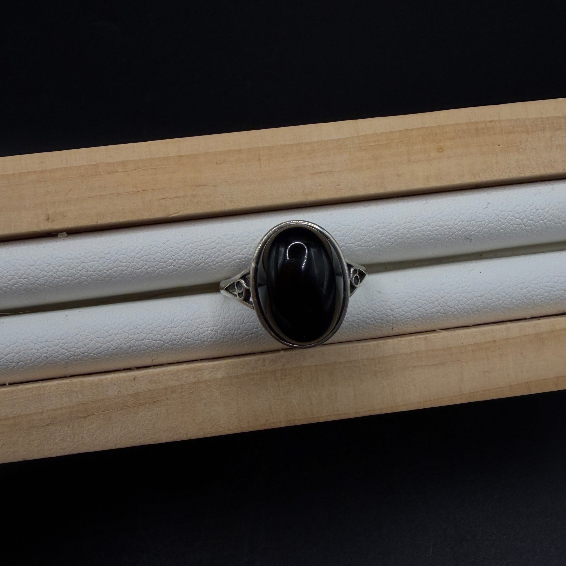 Black Agate S925 Adjustable Ring