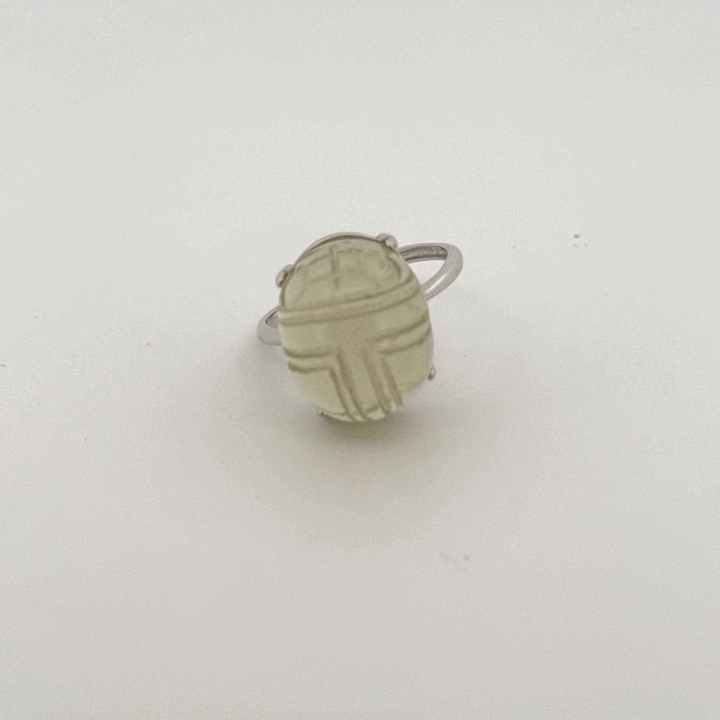 Large Libyan Desert Glass S925 Certified Adjustable Ring