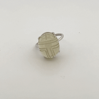 Large Libyan Desert Glass S925 Certified Adjustable Ring