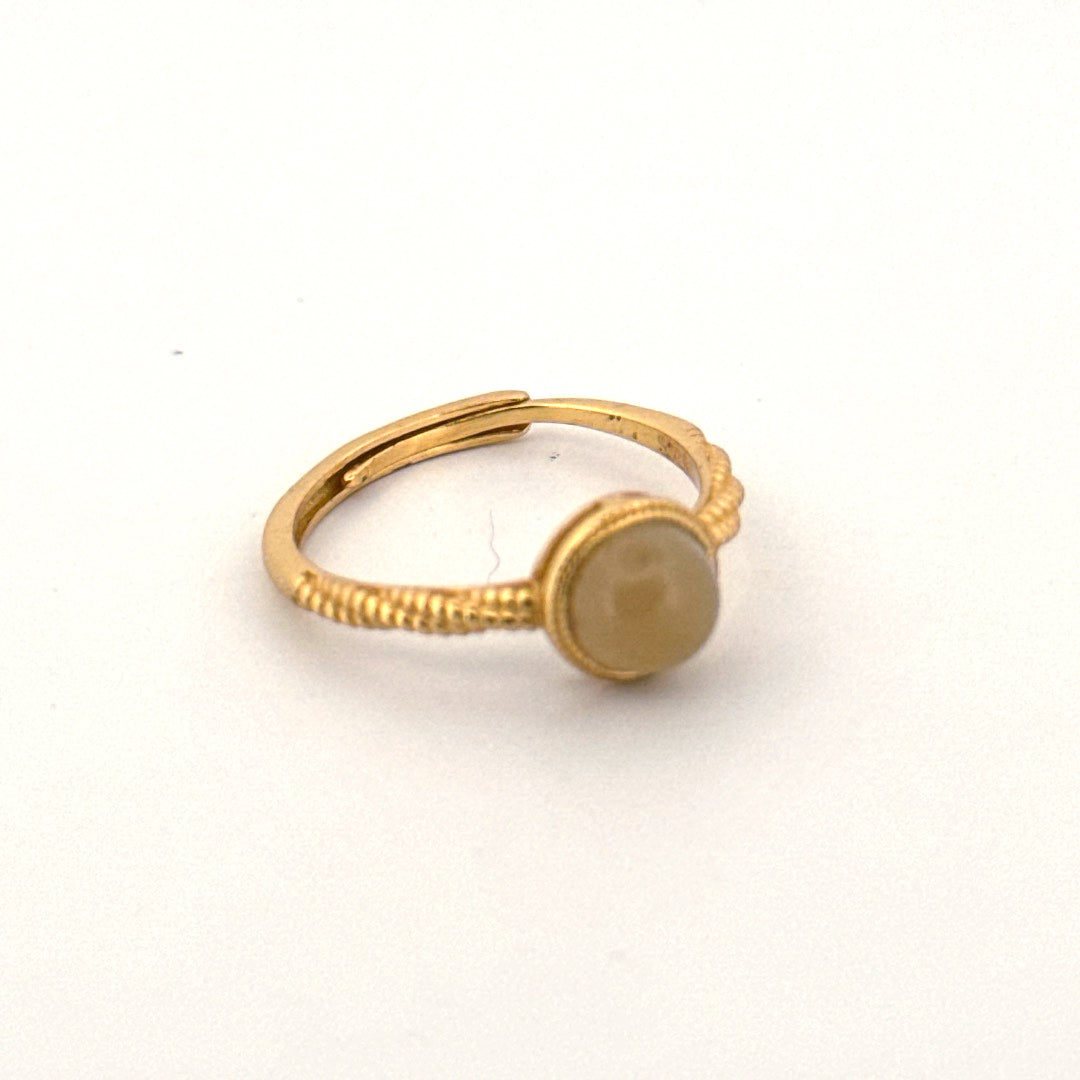 Lemon Calcite S925 Gold Adjustable Ring