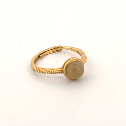 Lemon Calcite S925 Gold Adjustable Ring