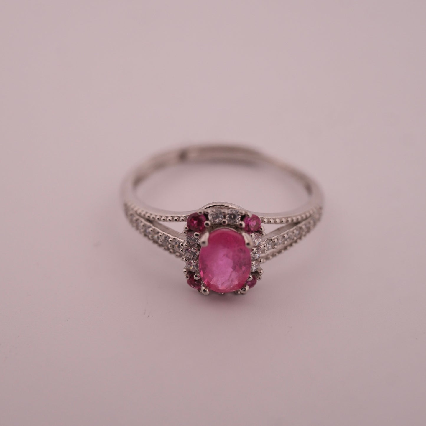 Pink Topaz S925 Adjustable Ring