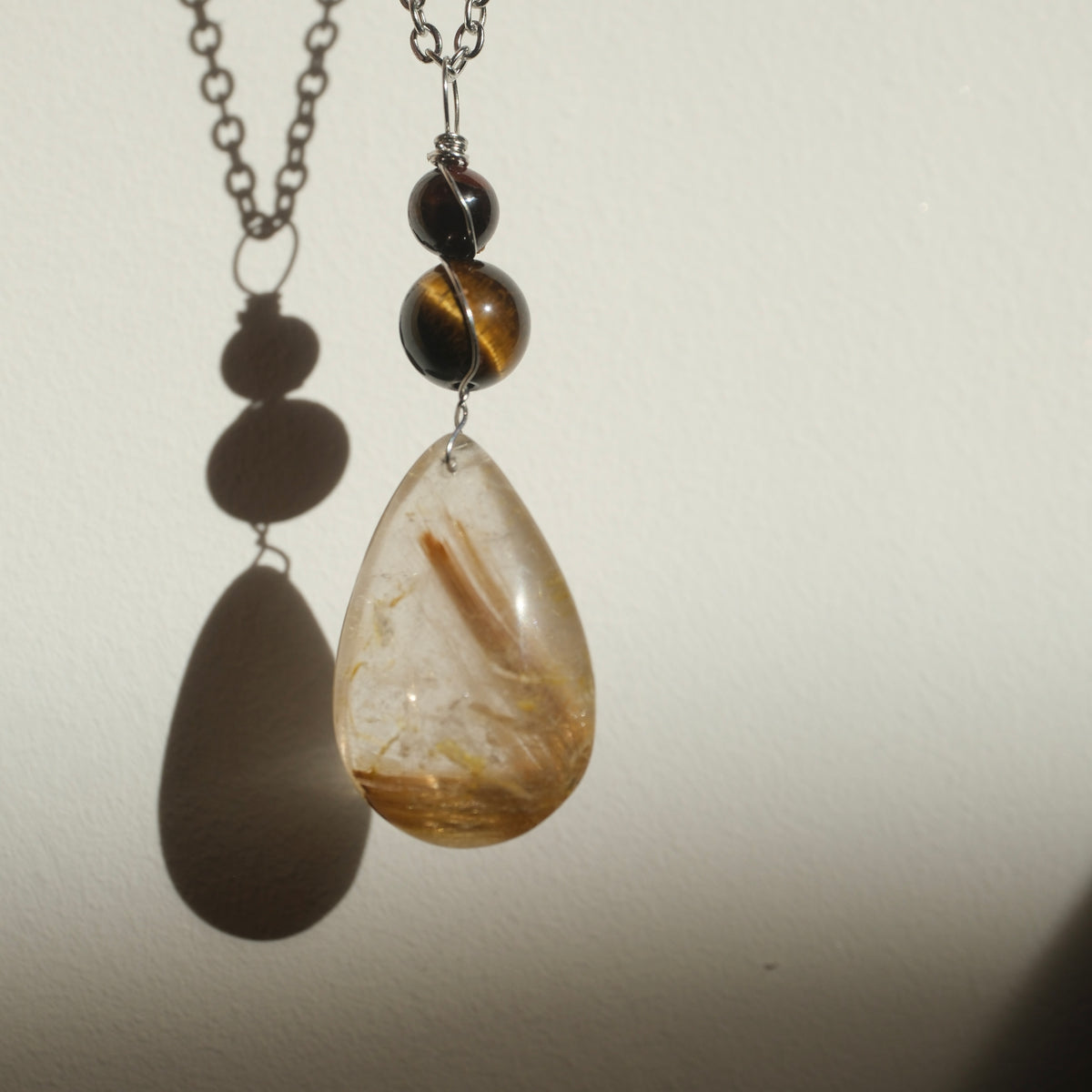 Handmade Golden Rutile Tigers Eye and Garnet Necklace