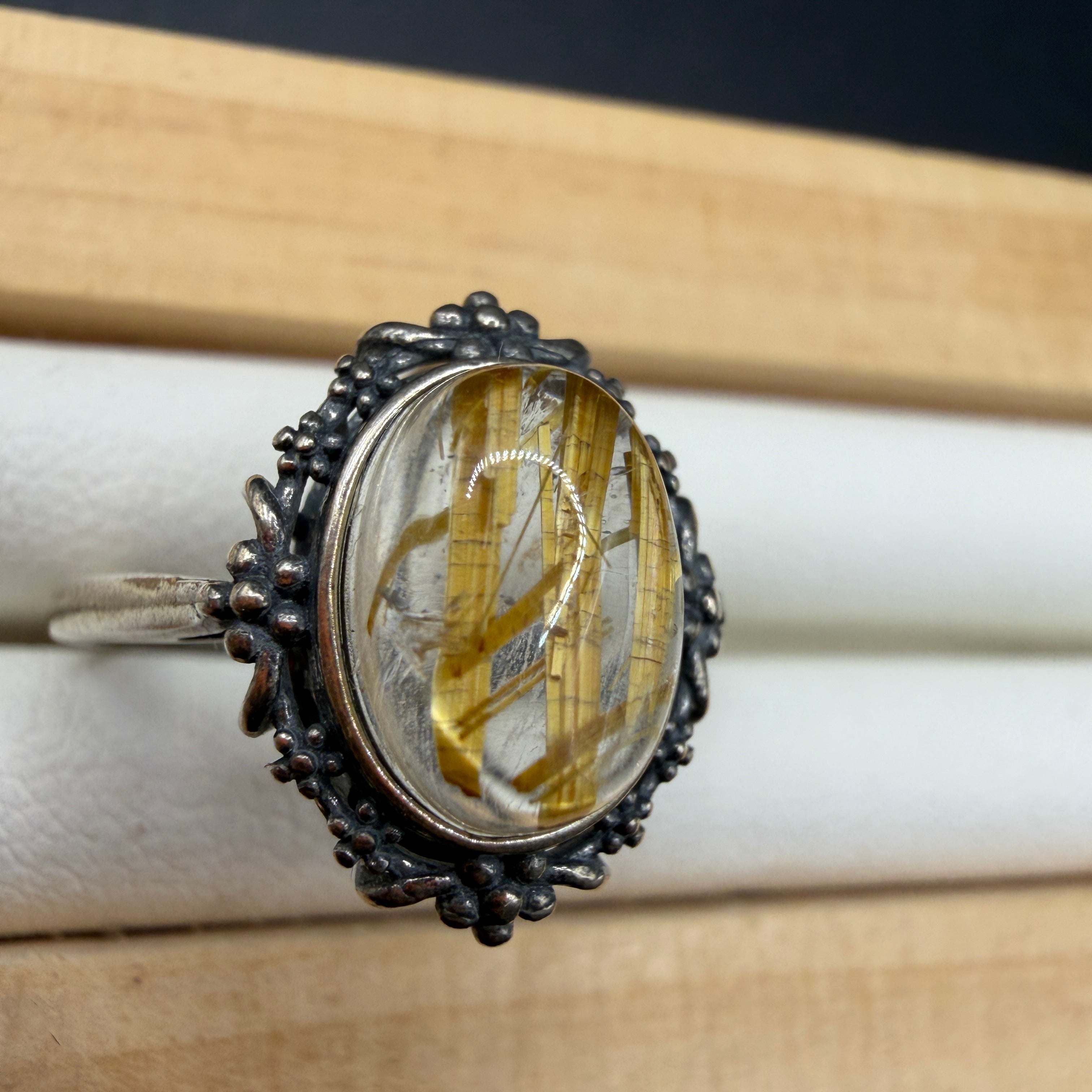 Golden Rutile S925 Adjustable Ring