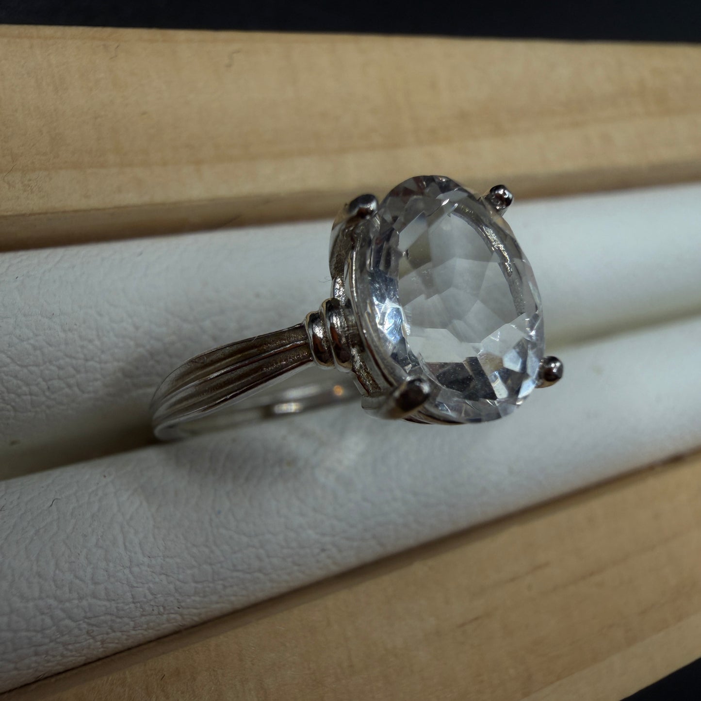 Clear Quartz S925 Adjustable Ring