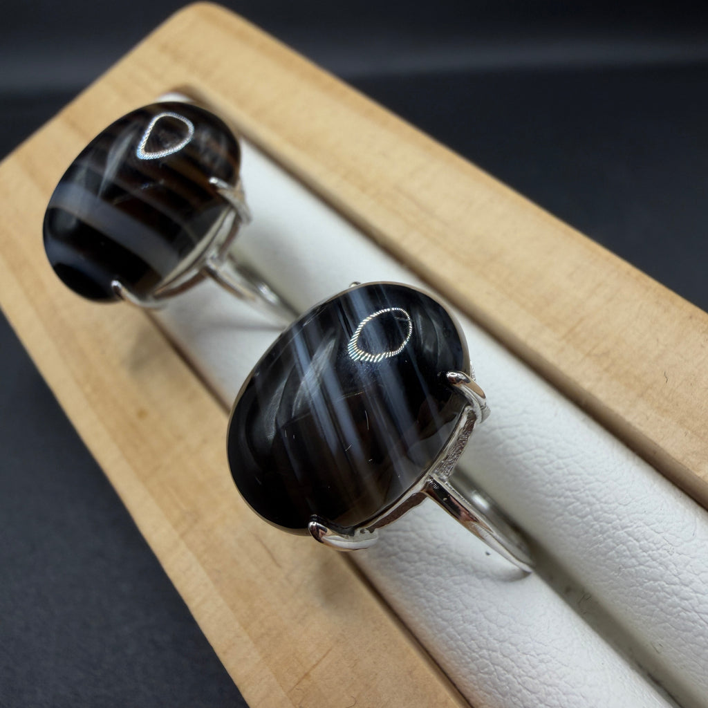 Black Onyx S925 Adjustable Ring