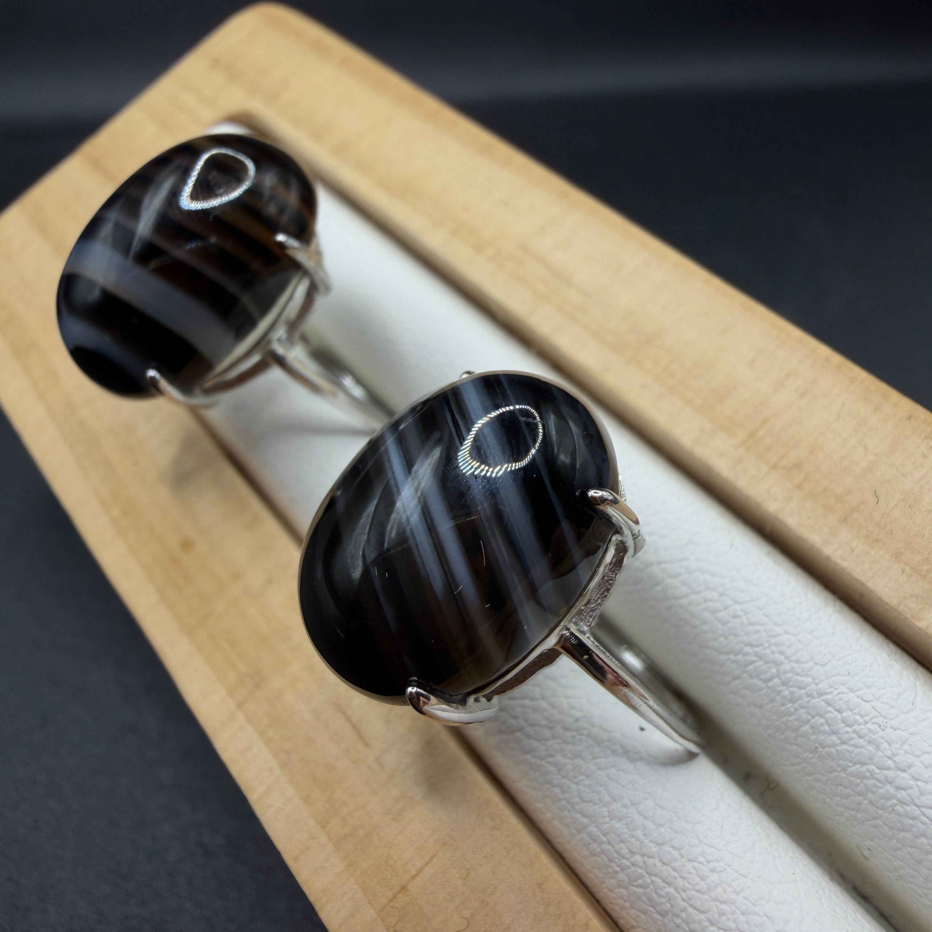 Black Onyx S925 Adjustable Ring