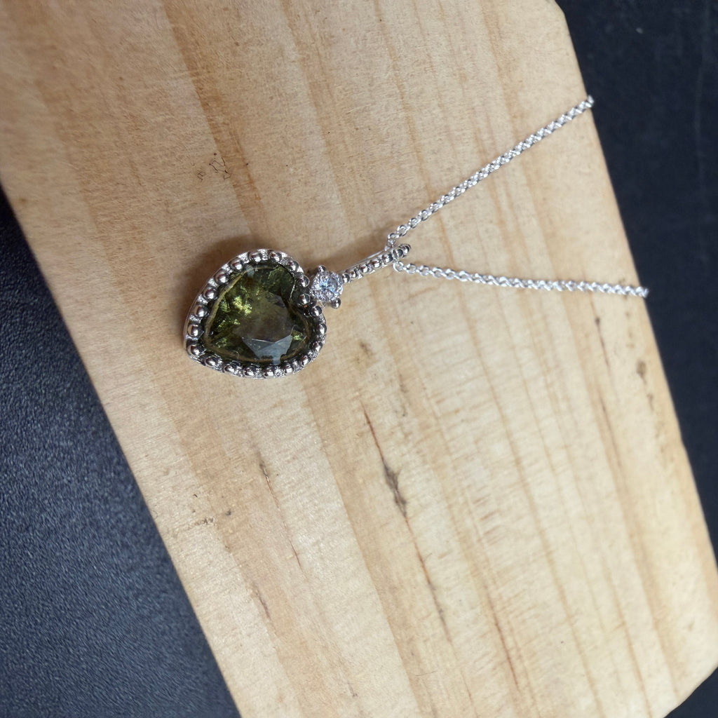 Moldavite Heart S925 Certified Necklace