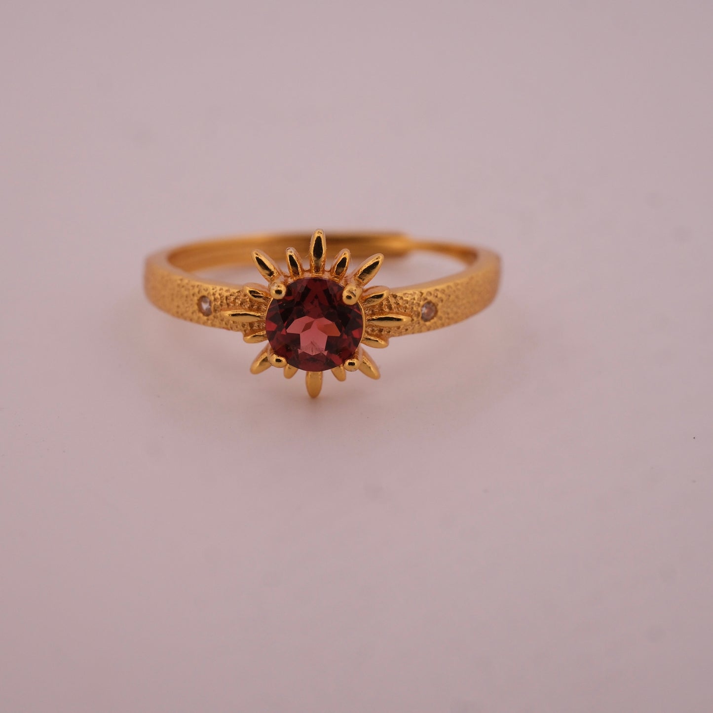 Garnet Sun Gold S925 Adjustable Ring
