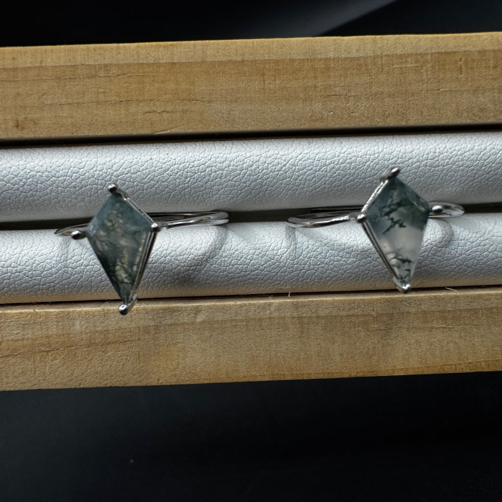 Moss Agate S925 Adjustable Ring