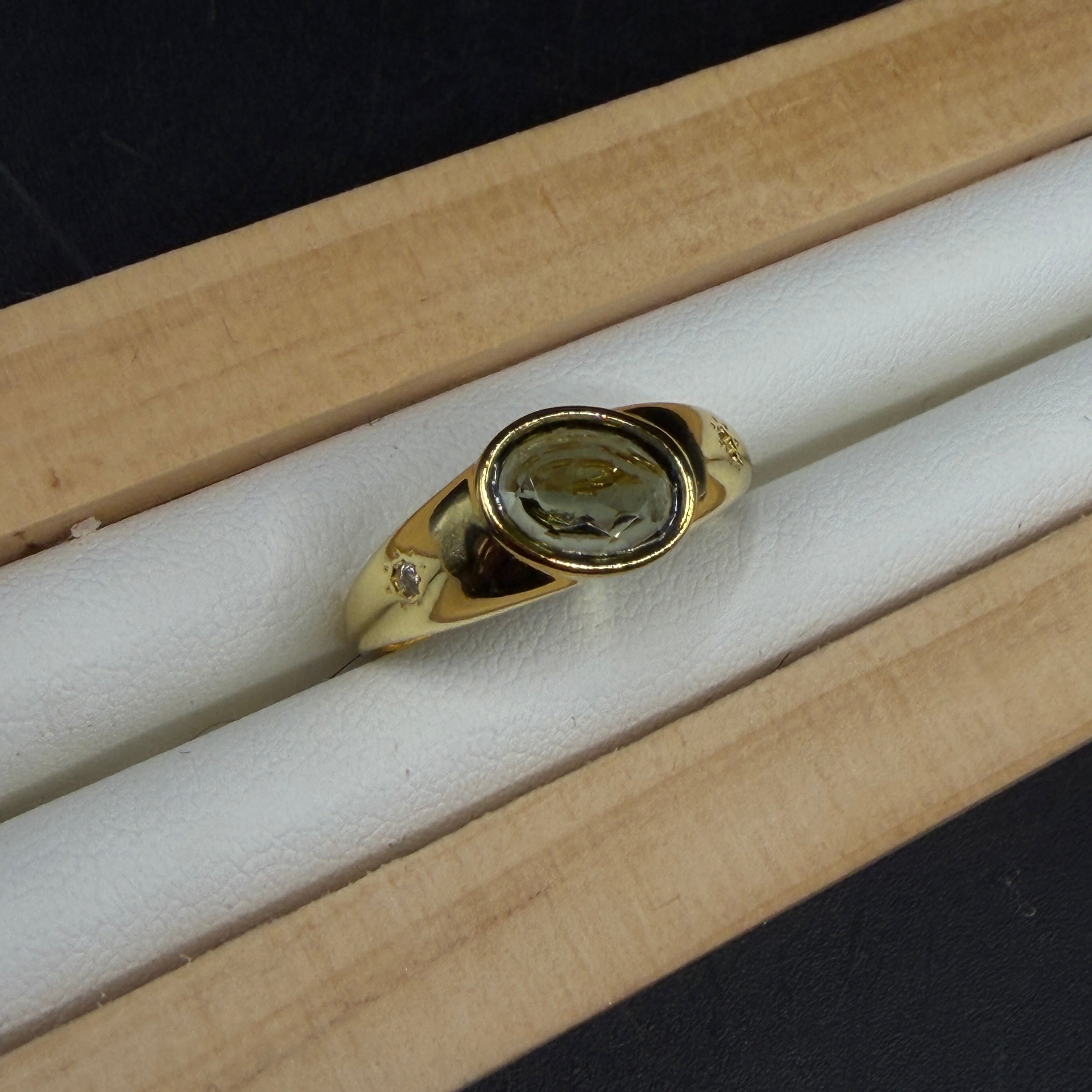 Moldavite S925 Adjustable Certified Gold Ring