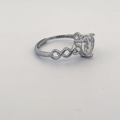 Clear Quartz Heart S925 Adjustable Ring