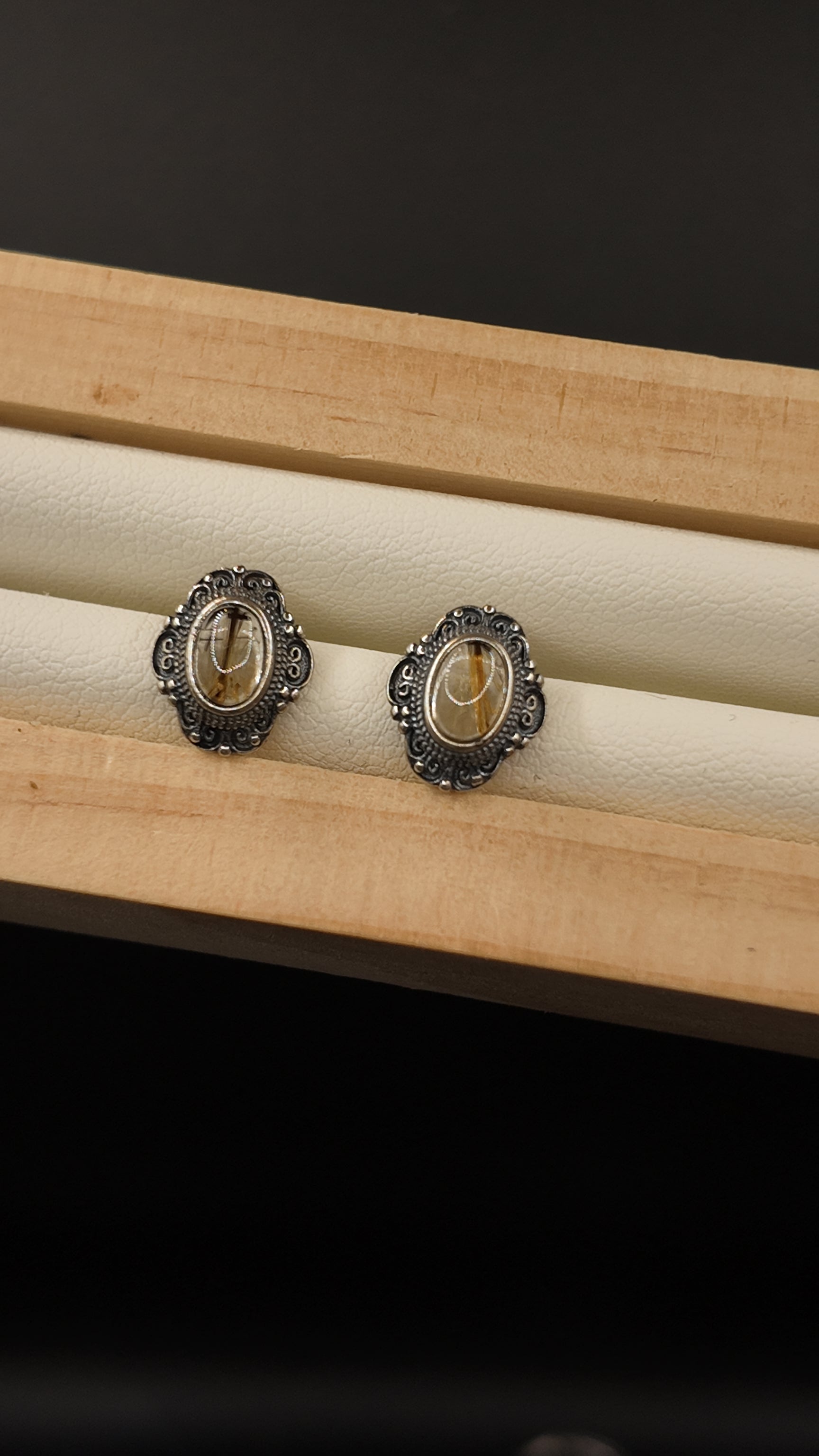 Golden Rutile S925 Earrings