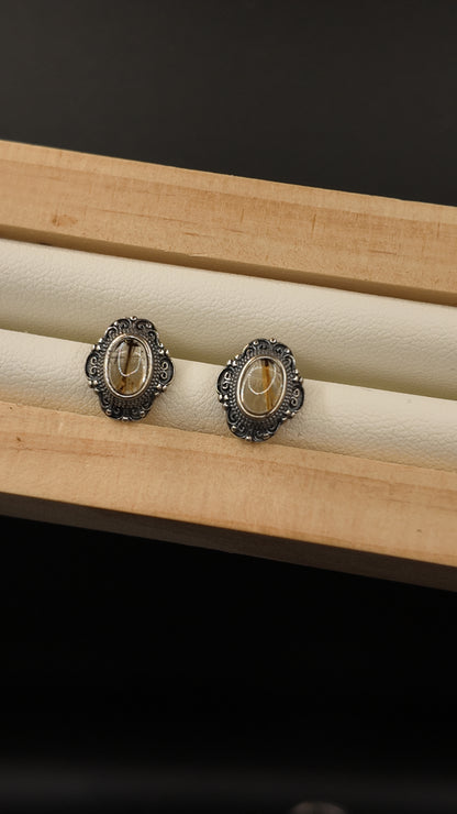 Golden Rutile S925 Earrings