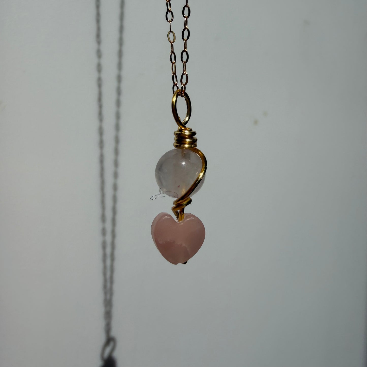 Heart Healing Rose Quartz and Kunzite Handmade Necklace