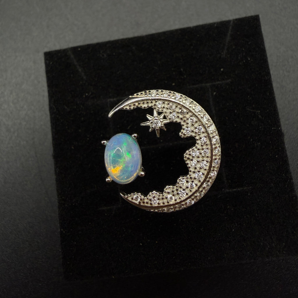 Opal Moon S925 Certified Adjustable Ring