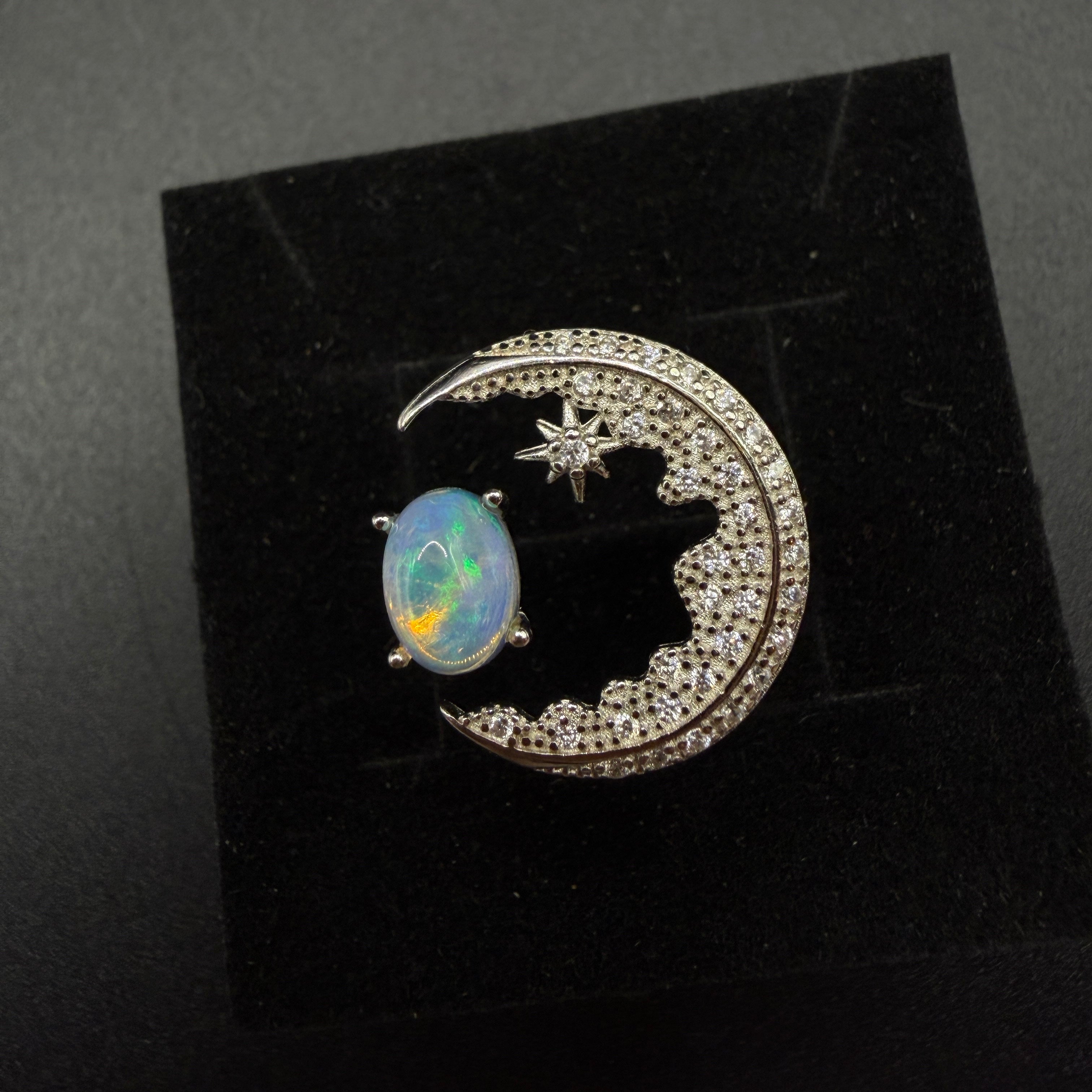 Opal Moon S925 Certified Adjustable Ring